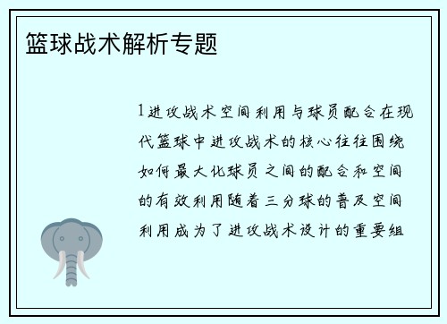篮球战术解析专题